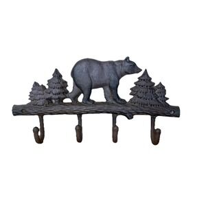 Cast Iron Bear Wall Key Rack‎ Holder 4 Hooks Coat Hook Home Decor